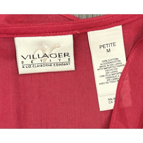 Liz Claiborne Villager Pink Cotton Tank And Button Down Shirt Set Petite Medium - Picture 8 of 10